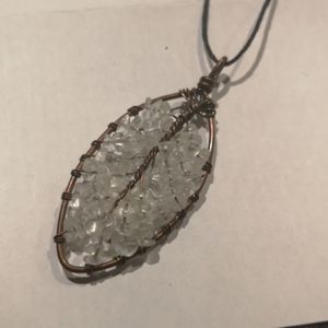 Opalite leaf shaped pendant necklace